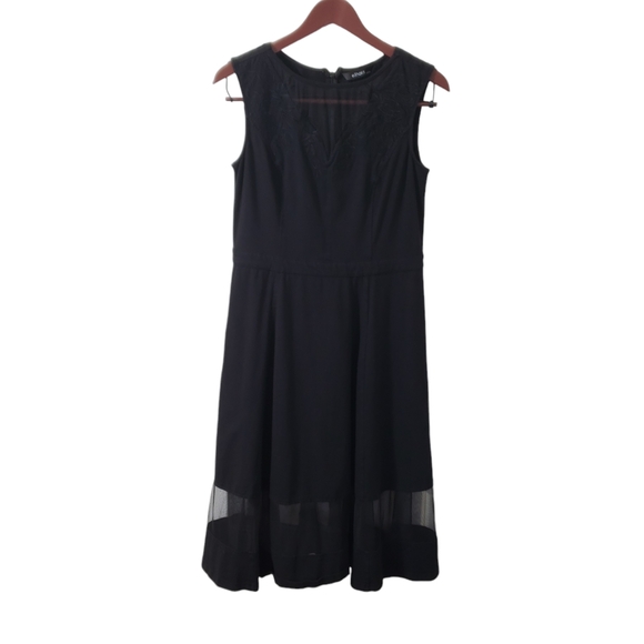 eshakti Dresses & Skirts - Eshakti Illusion Floral Knit Dress Large Black Whimsigoth Cotton Embroidered